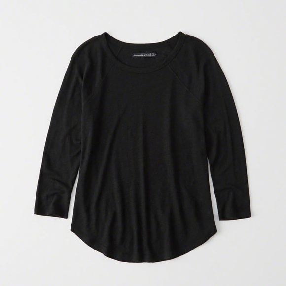 LINEN-BLEND BASEBALL TEE, black, XS - Picture 1 of 3